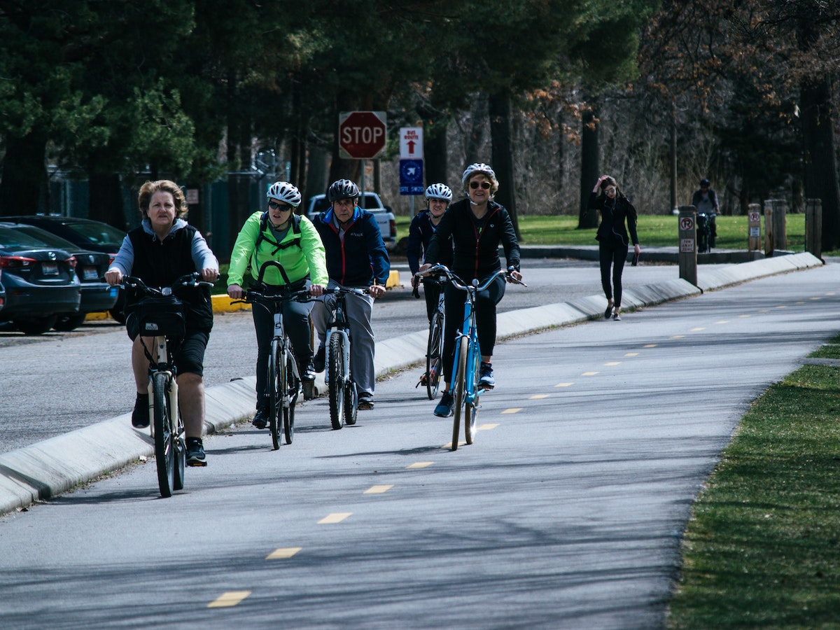 Image of bicyclers on the road.